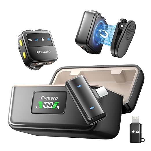 GRENARO P10 Wireless Mic for Youtubers with 3-Level Noise Reduction,